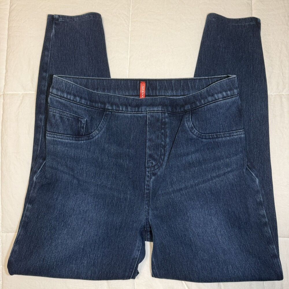Spanx Leggings Women L Blue Jean-ish Ankle Jegging Stretch Denim Pull On Shaping